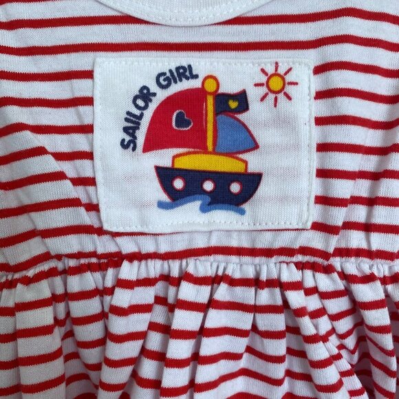 NWT Vintage 90s Nautical Baby Dress - 1996 "Sailor Girl" 12M sailing Boat dress - Picture 4 of 7